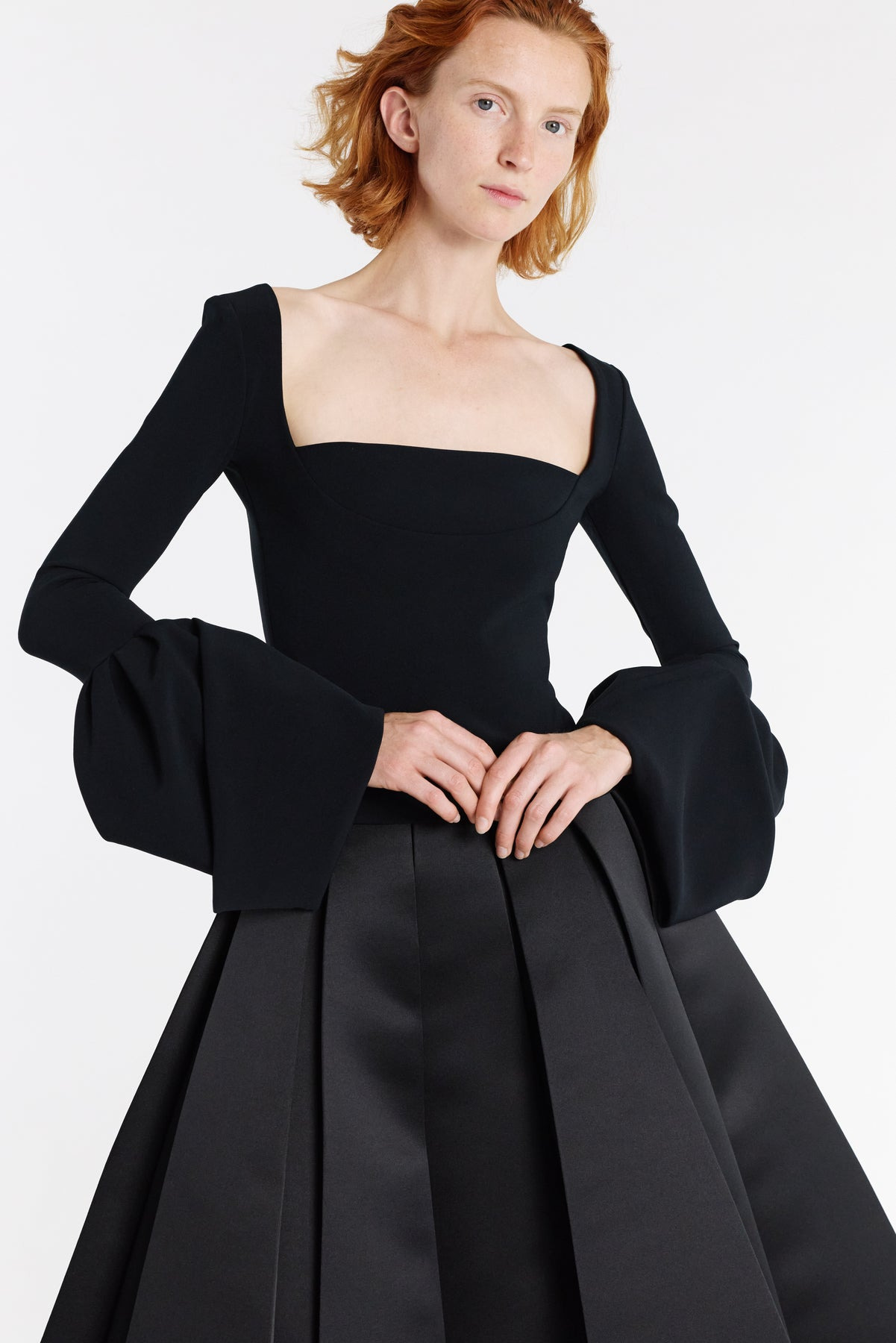 SATIN PANELLED SKIRT BLACK - 4