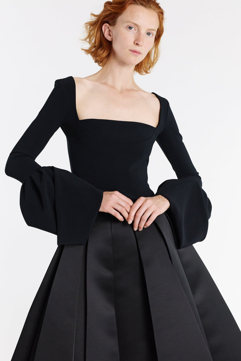 A.W.A.K.E. MODE SATIN PANELLED SKIRT BLACK outlook