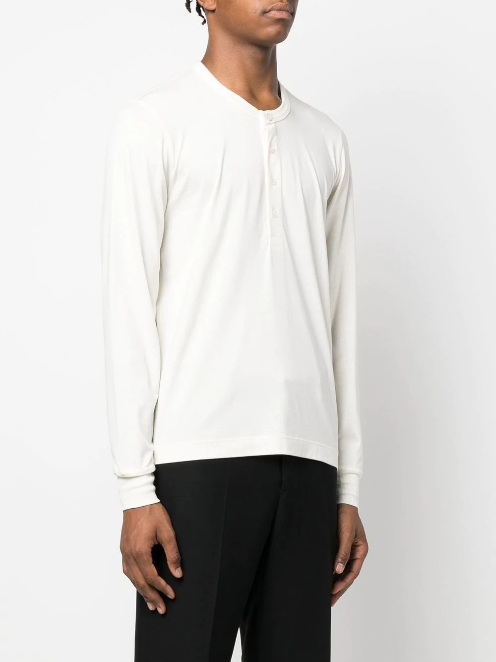 Henley-neck long-sleeve T-shirt - 3