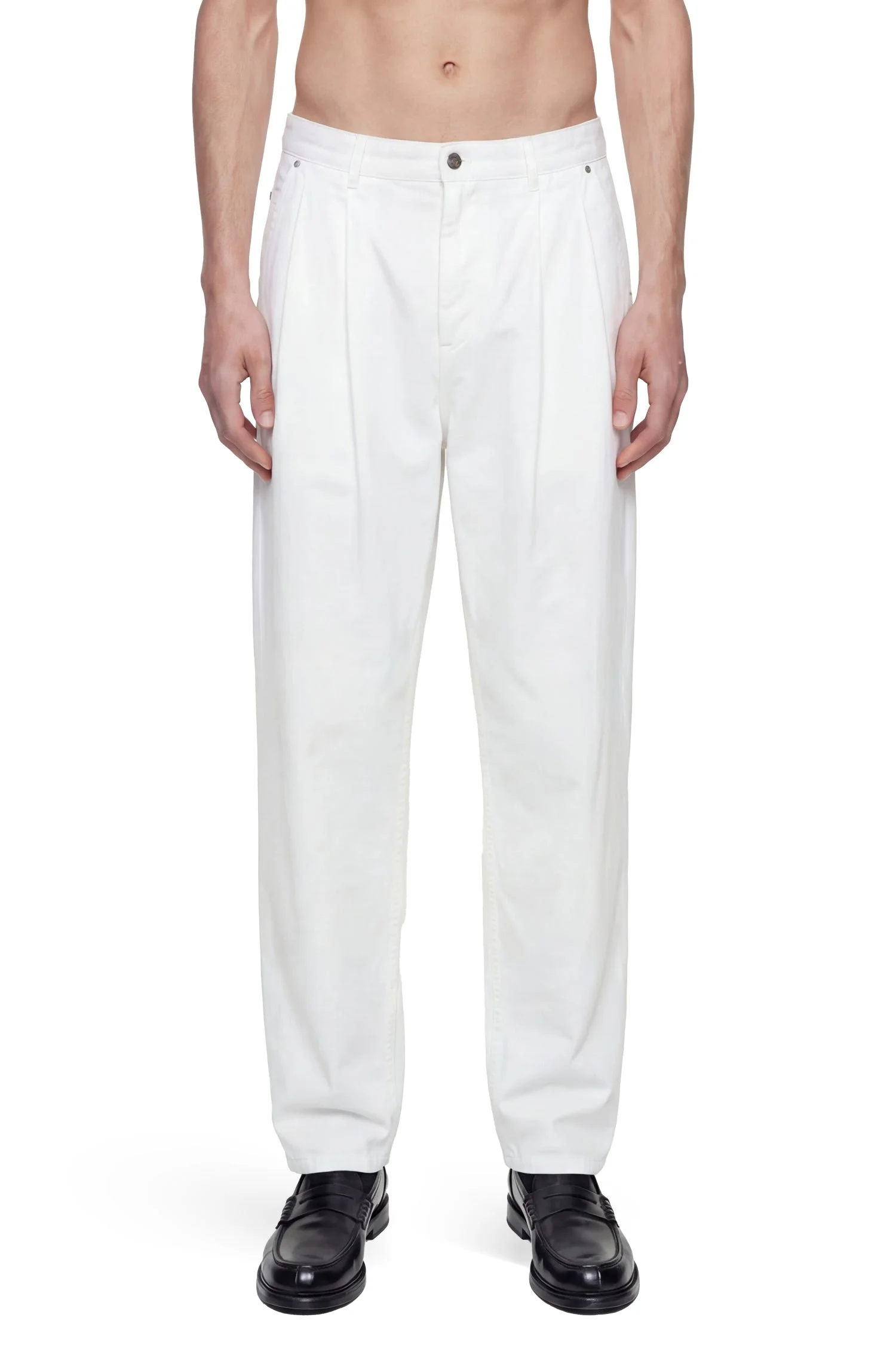 Pleated Denim Pants - 1