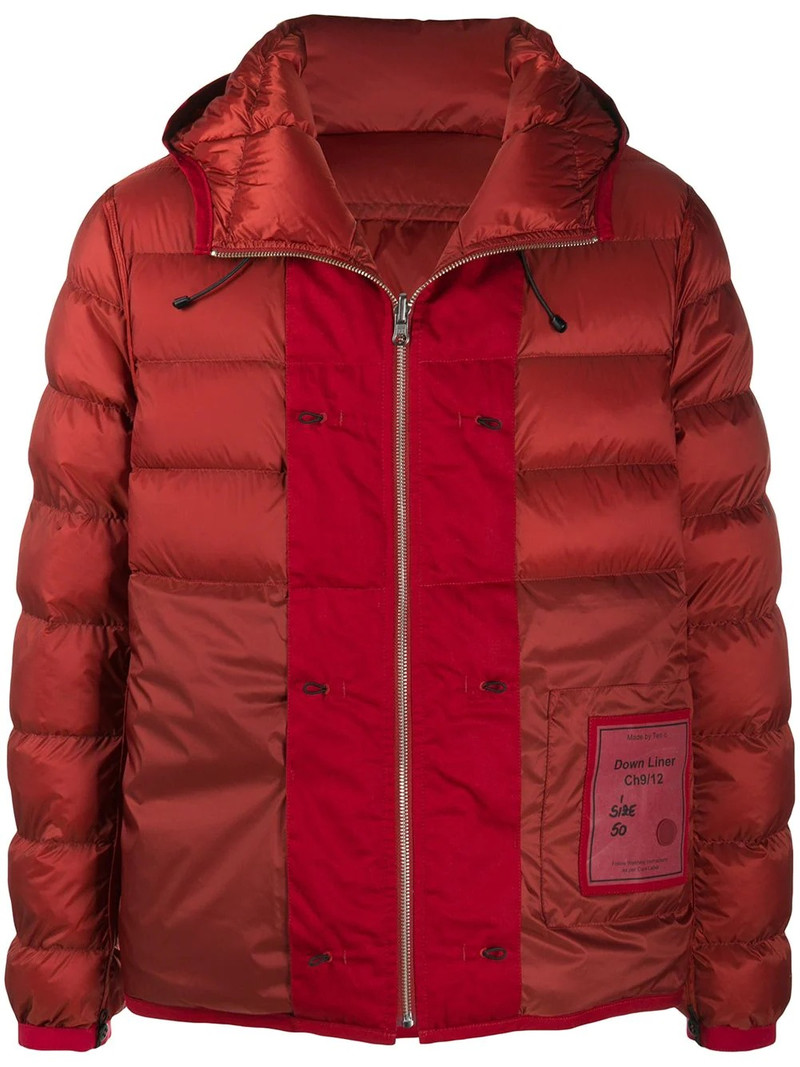 hooded contrast-panel puffer jacket 1