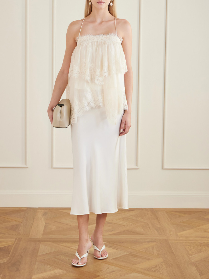 Aje. Ophelia Lace-trimmed Crinkled-satin Camisole outlook