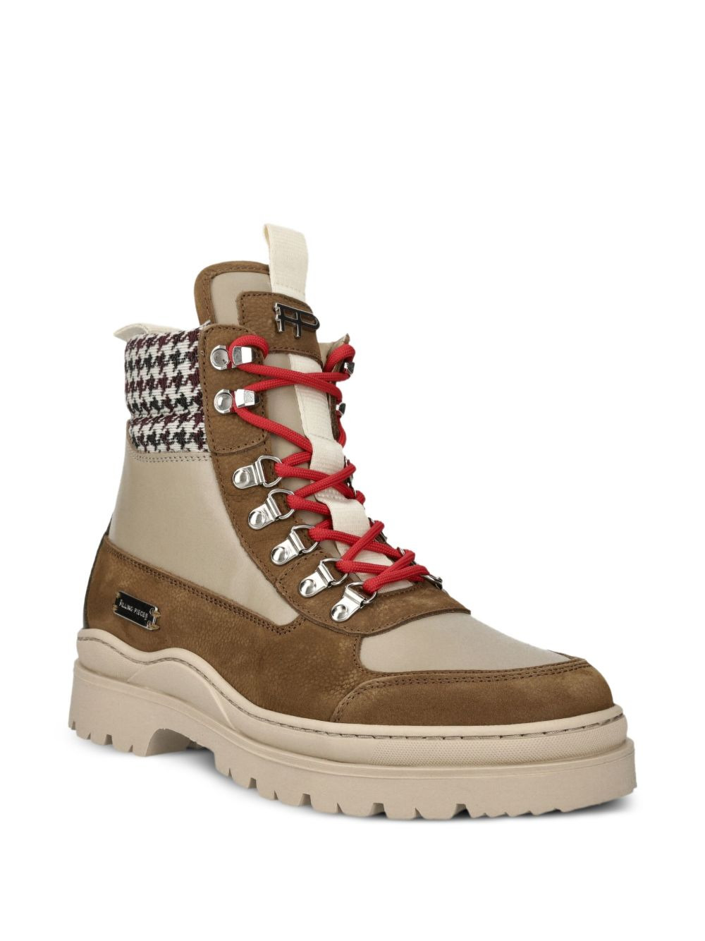 houndstooth-panel lace-up boots - 2