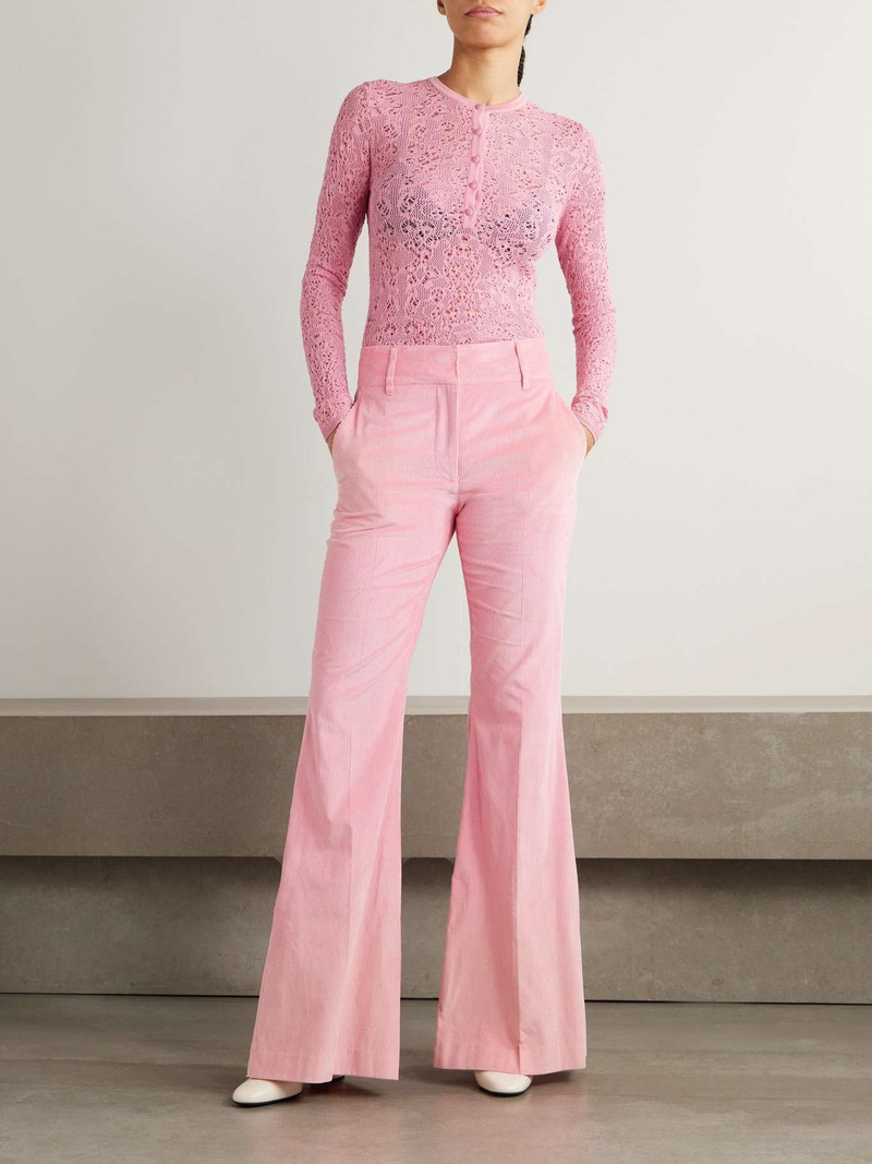 GABRIELA HEARST Ithaca crocheted wool and silk-blend Henley top Pink outlook