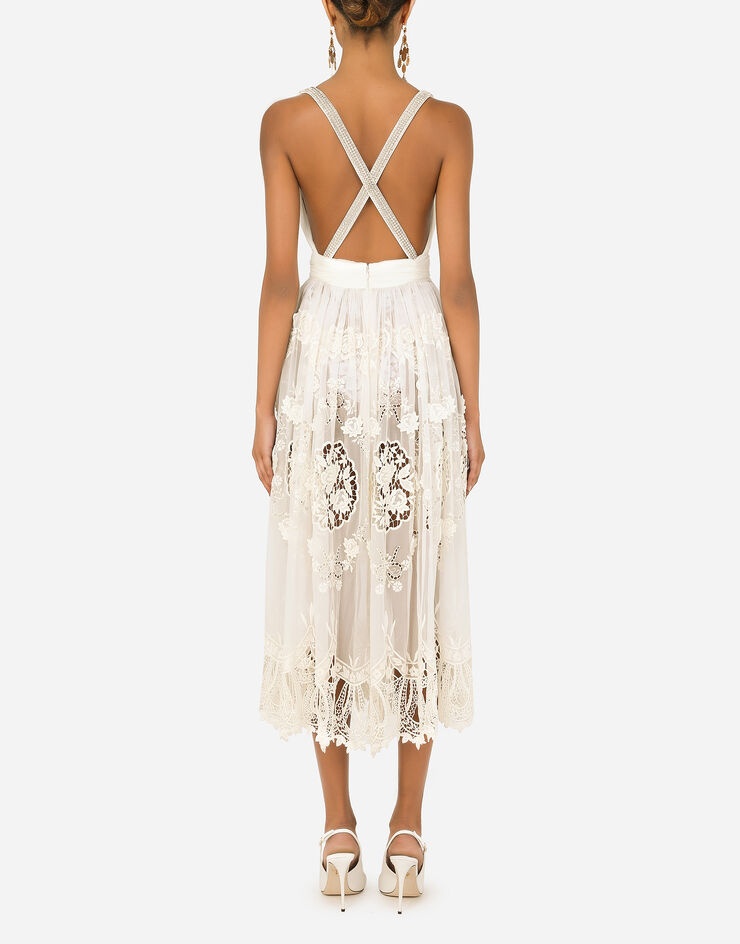 Long chiffon dress with crystal mesh embroidery - 2