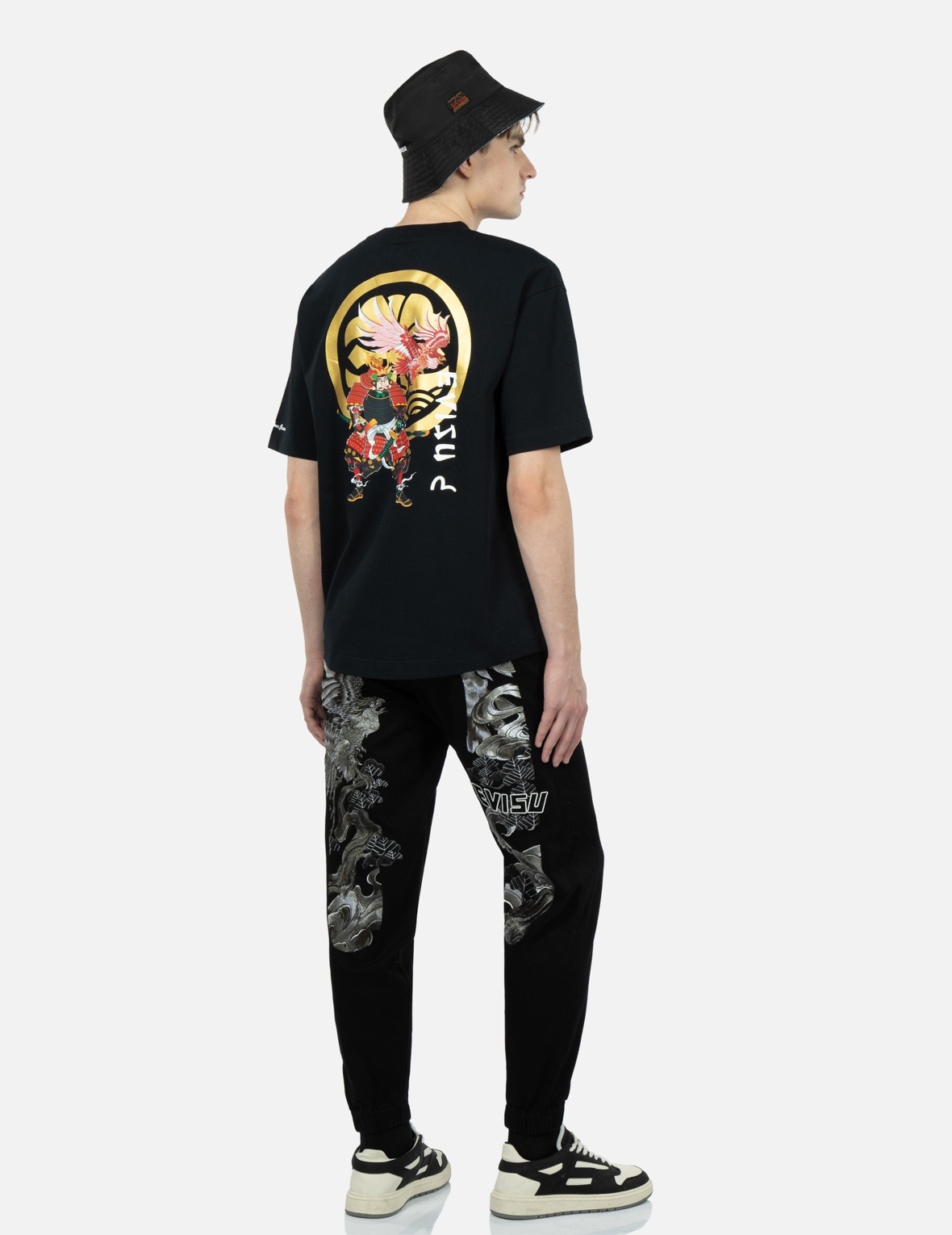 EAGLE-PATTERN DAICOCK EMBROIDERY  DENIM JOGGER PANTS - 3