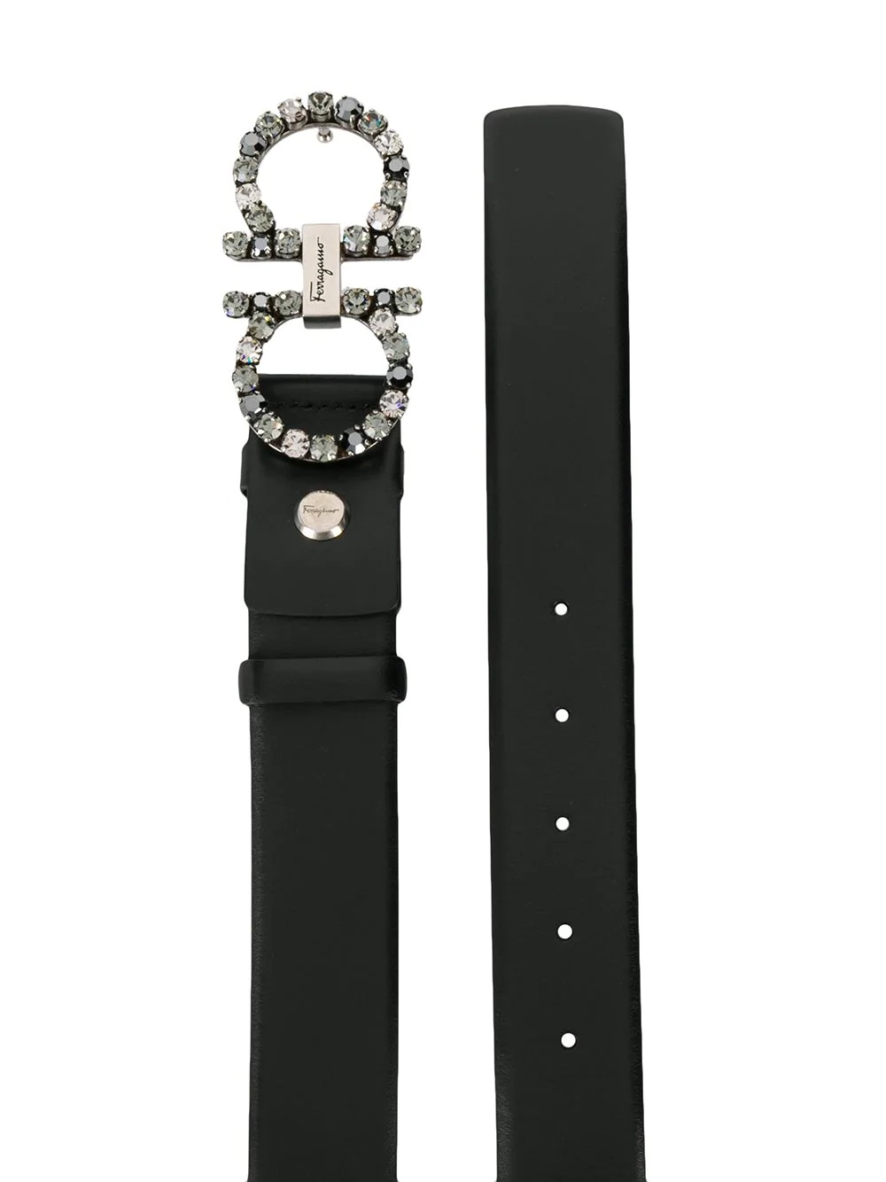 Gancini pearl embellished belt - 2