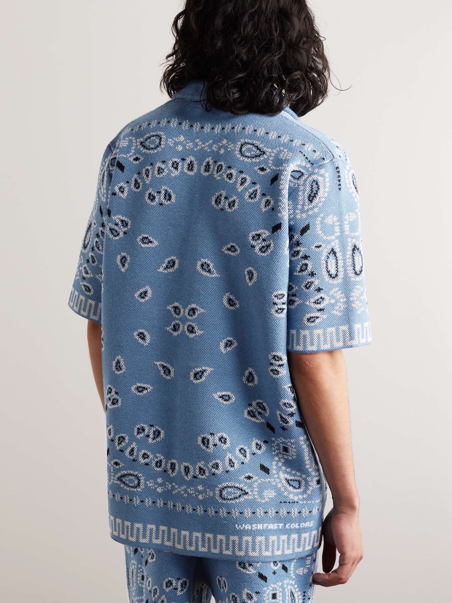 Camp-Collar Bandana-Jacquard Cotton-Piqué Shirt - 4