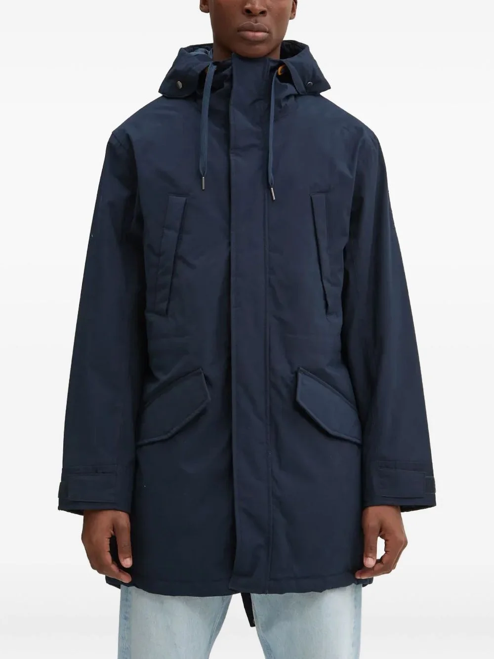 hooded pockets parka coat - 1