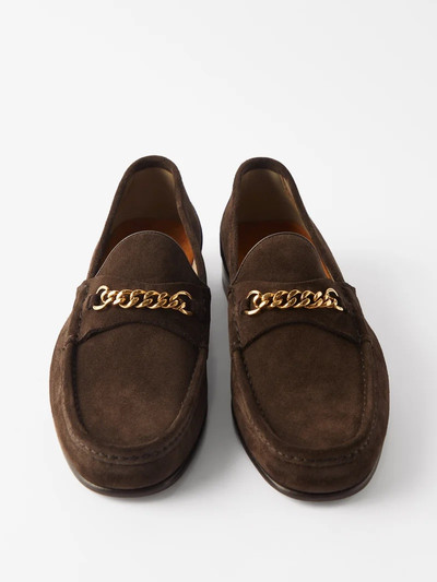 TOM FORD York chain-embellished suede loafers outlook