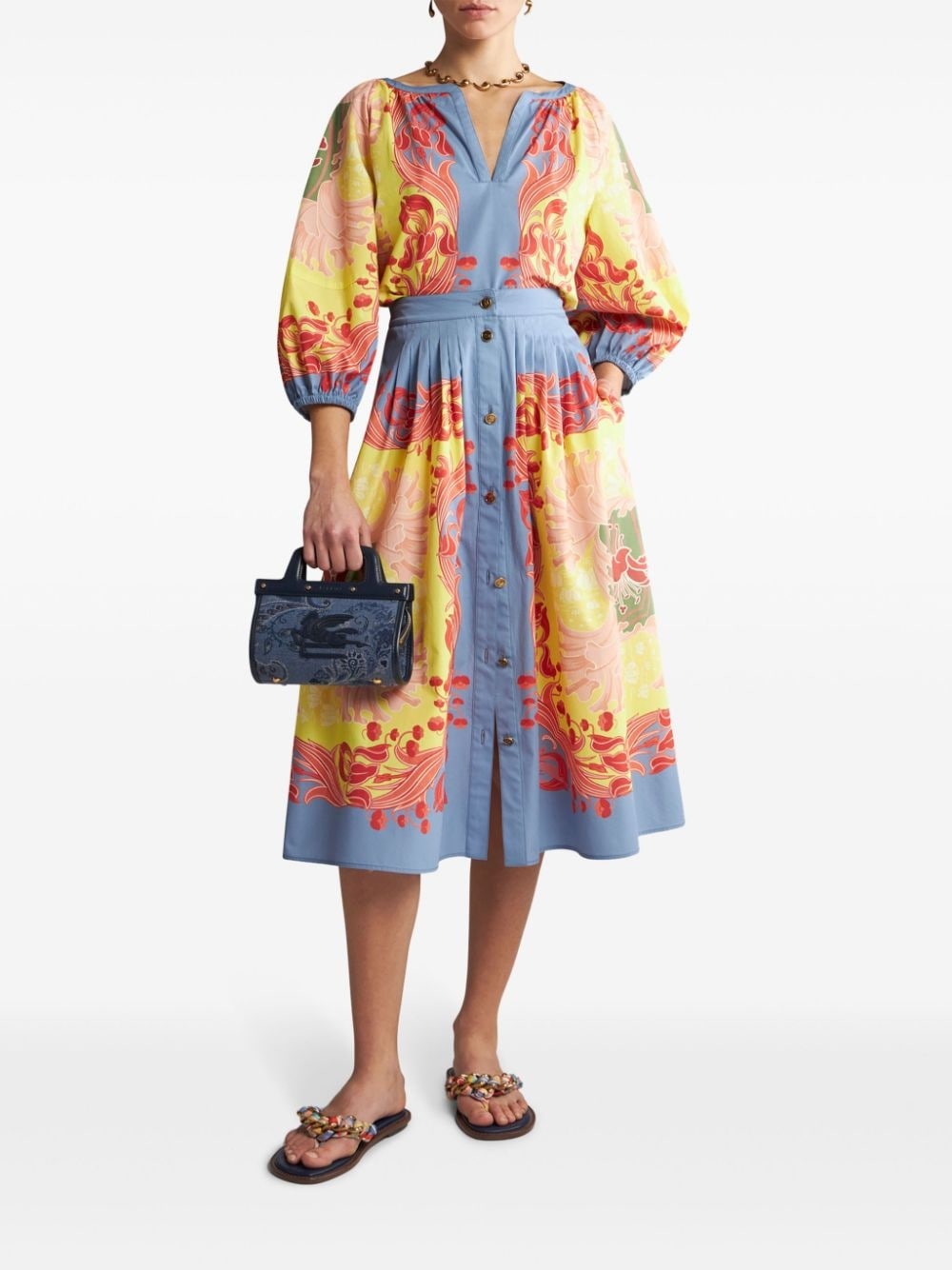 pleated button-down midi skirt - 2
