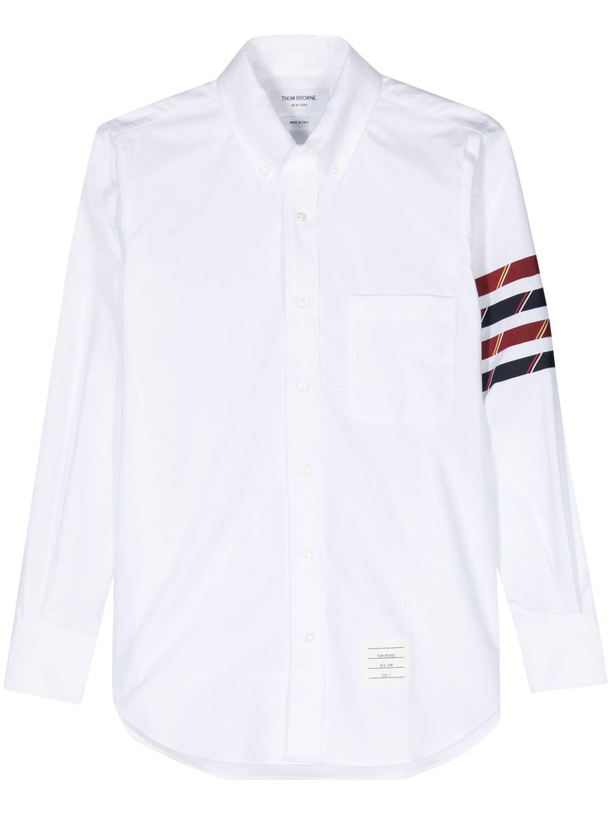 THOM BROWNE Men Straight Fit B/D L/S Shirt W/Seamed 4 Bar In Shadow Stripe Mogador In Oxford - 1