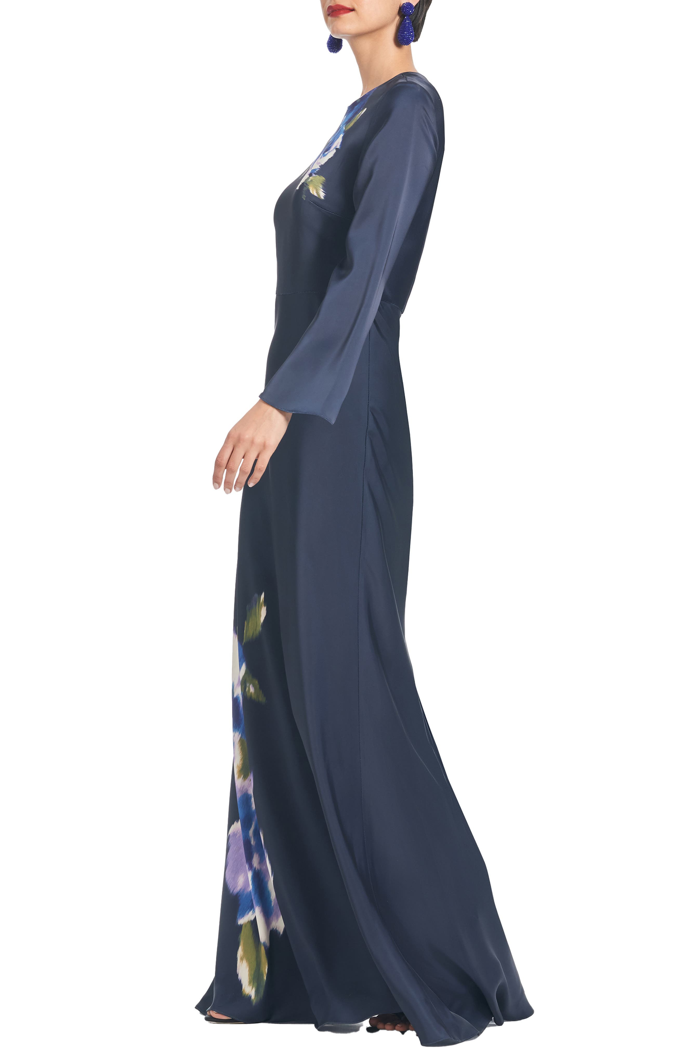Sachin & Babi Alex Satin Crepe Gown in Midnight Corsage at Nordstrom - 3