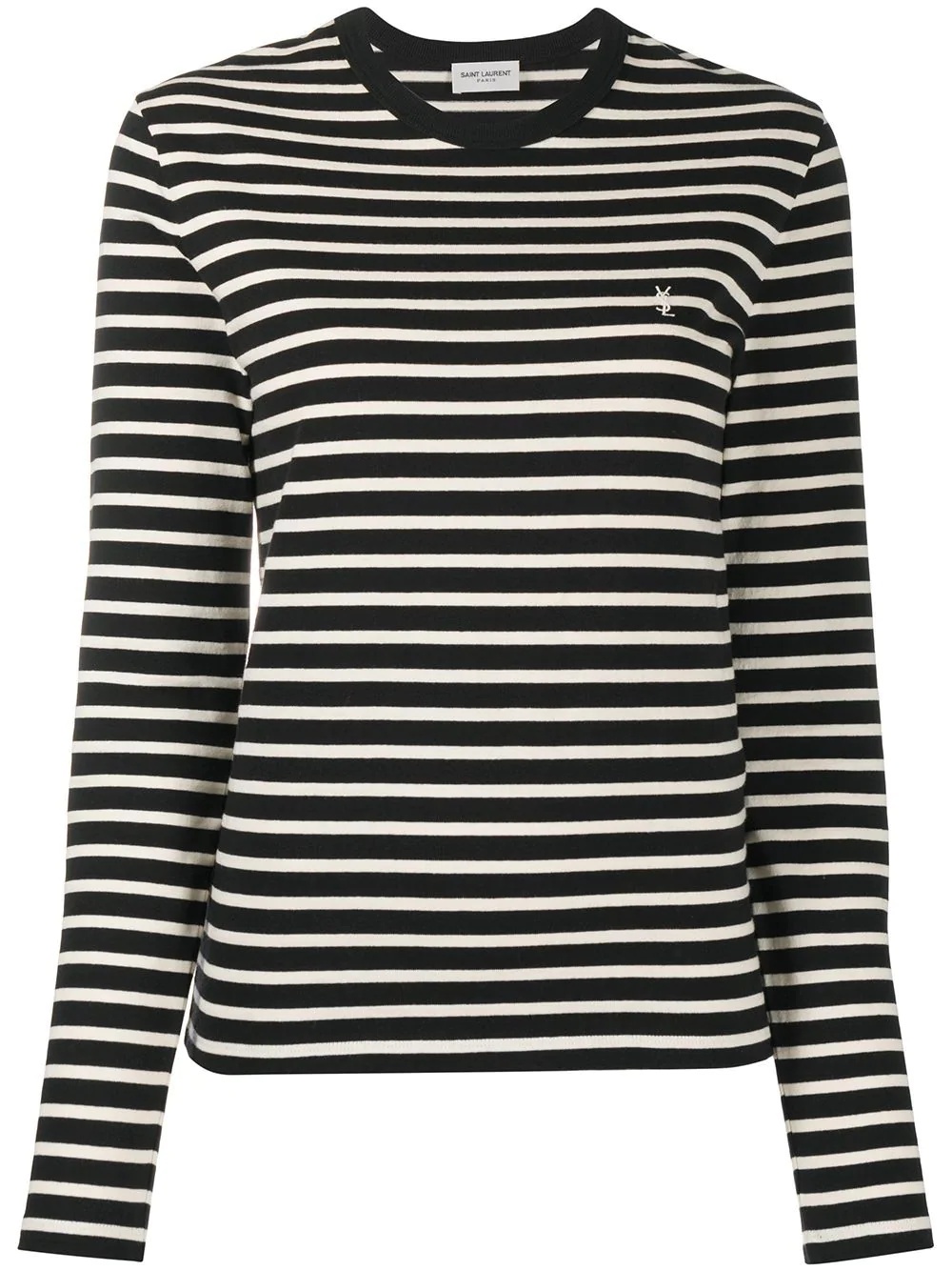 logo embroidered striped top - 1