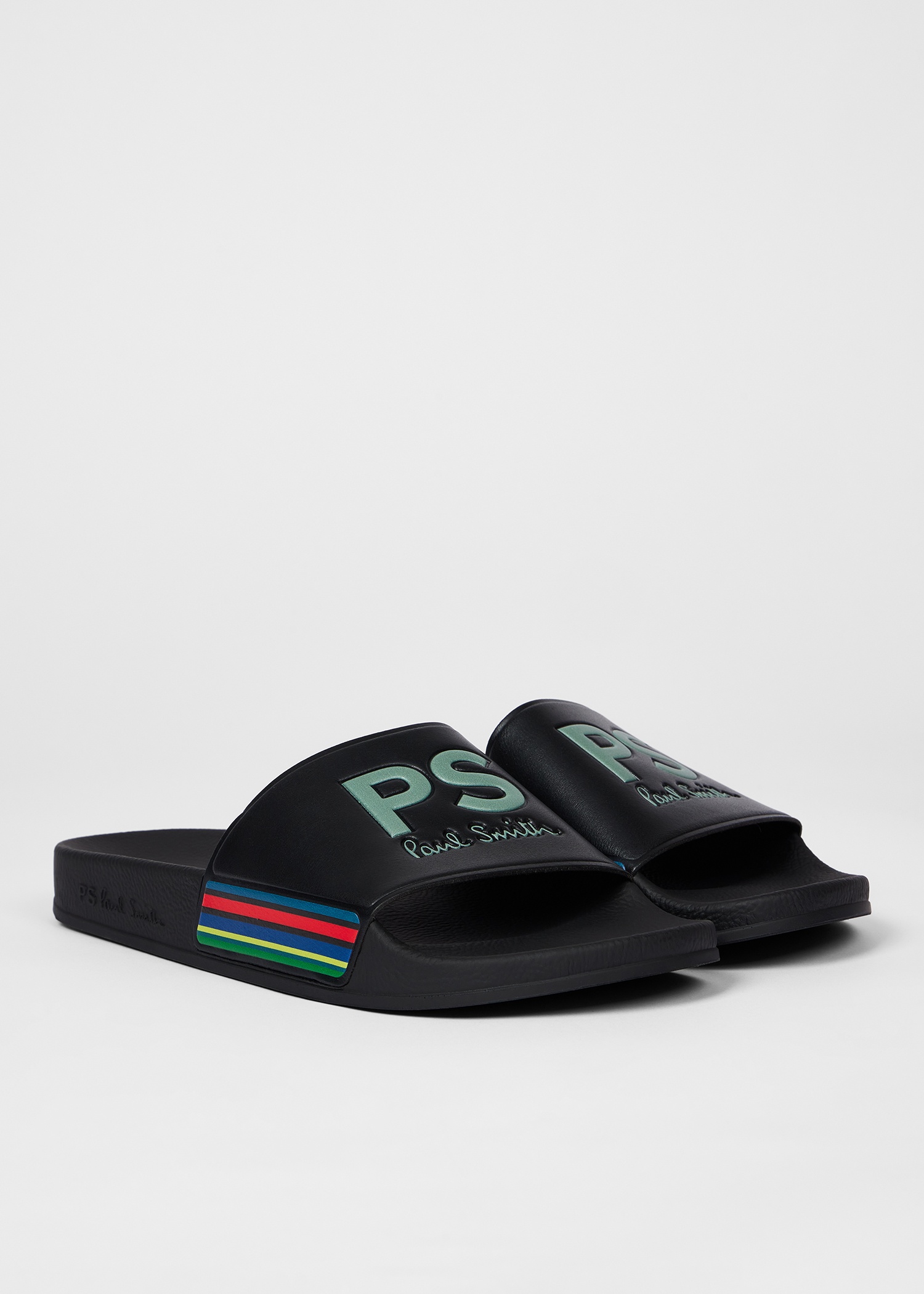 Black 'Sports Stripe' 'Zed' Slides - 4