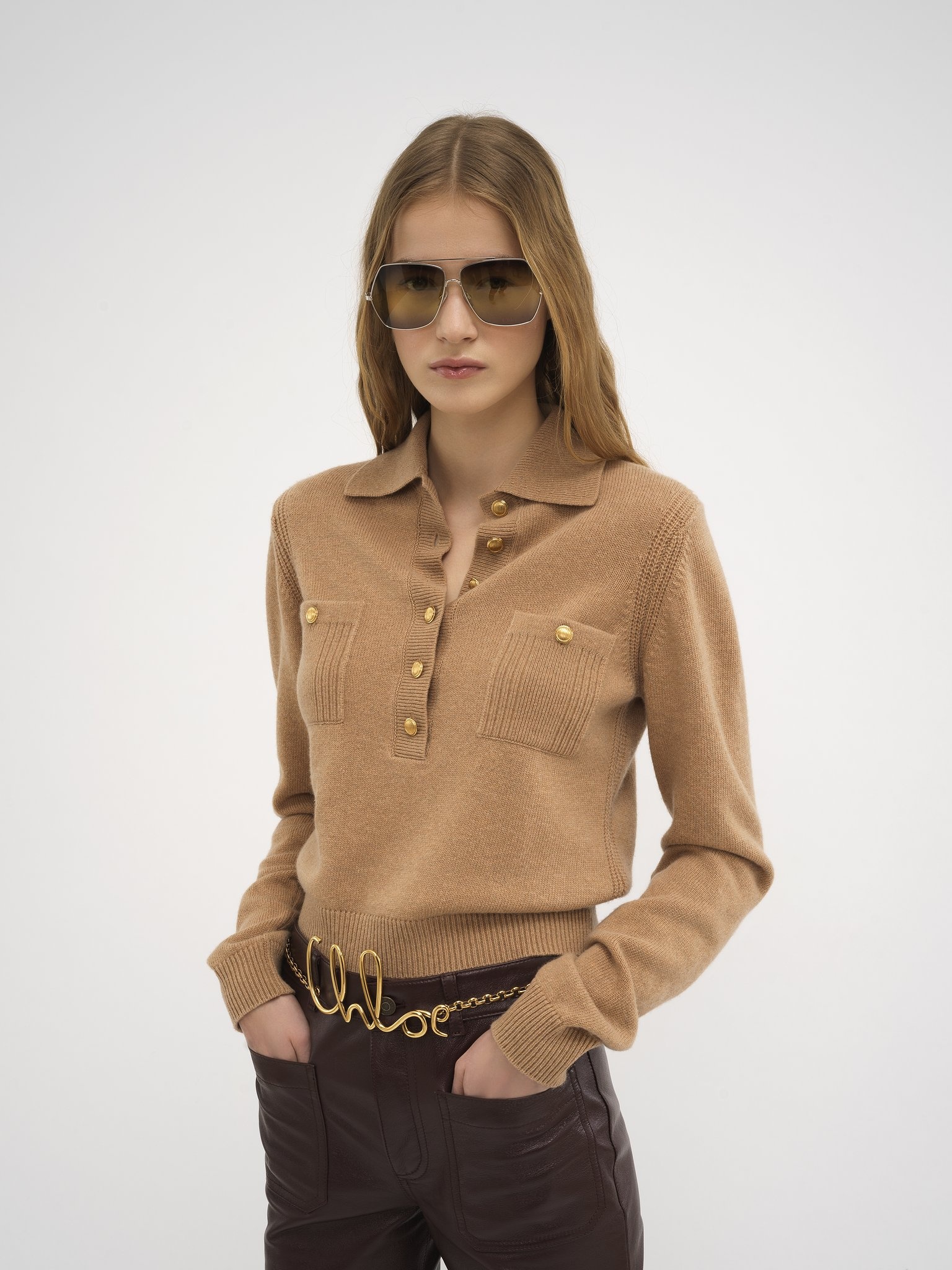 POLO SWEATER IN WOOL & CASHMERE - 4