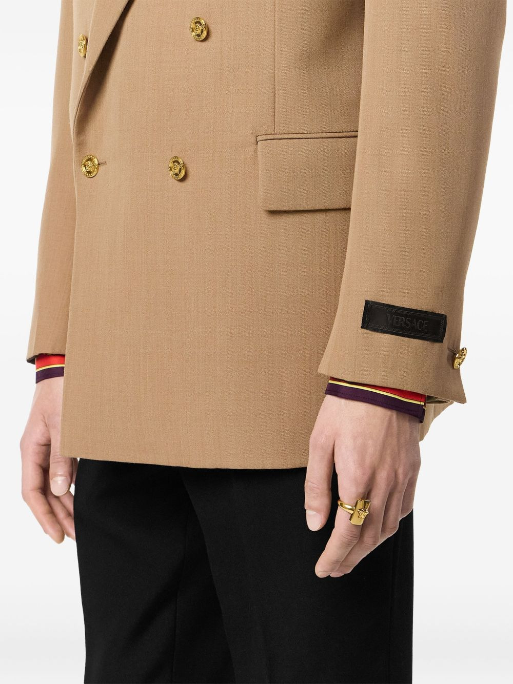 double-breasted gold-button blazer - 5