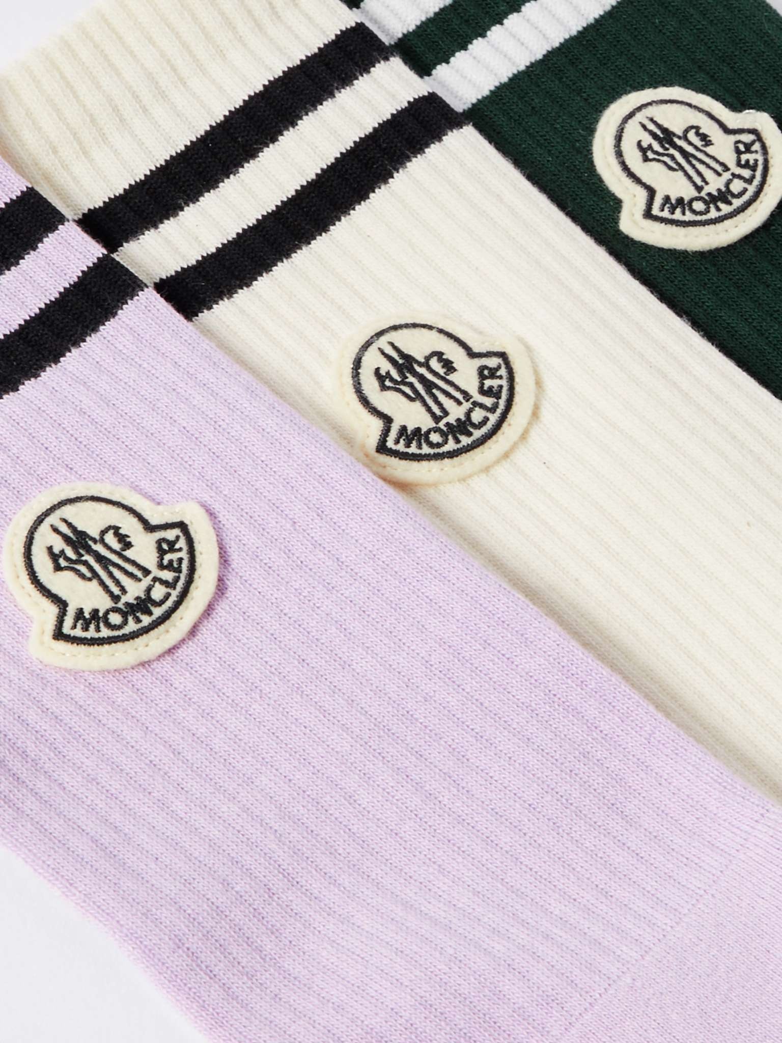 + Fragment Three-Pack Striped Ribbed Cotton-Blend Socks - 2