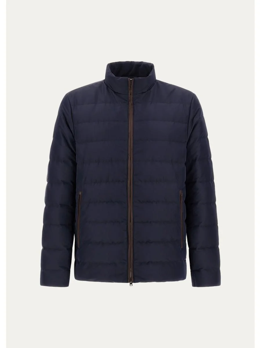 Men's Suede-Trim Nylon Bomber Jacket - 1