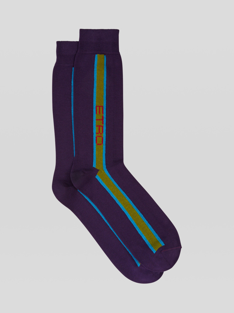 SOCKS WITH VERTICAL STRIPE AND LOGO 1