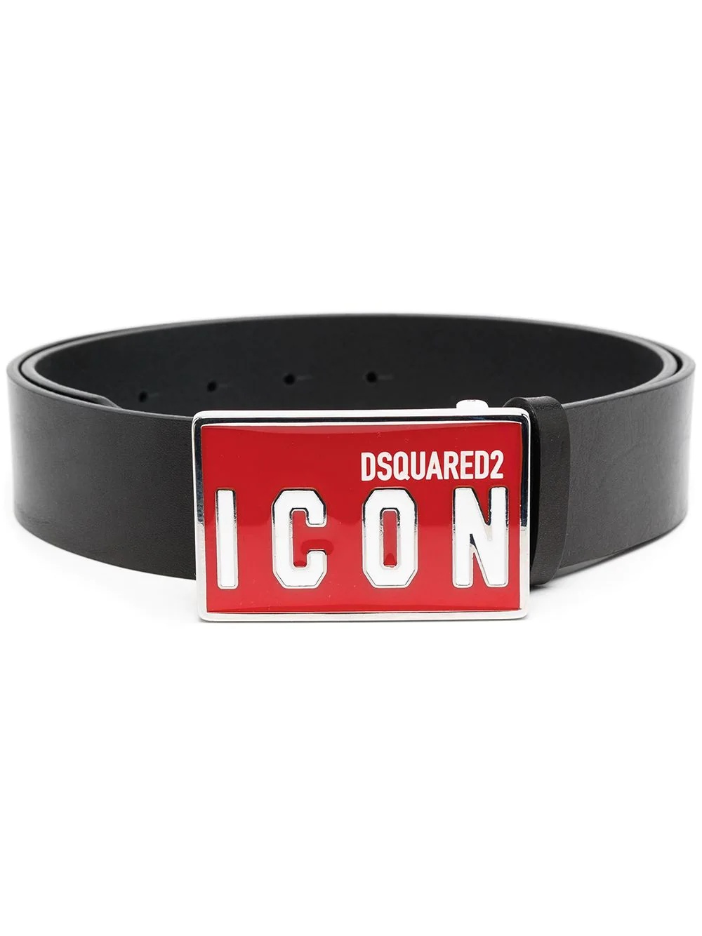 Icon-buckle leather belt - 1