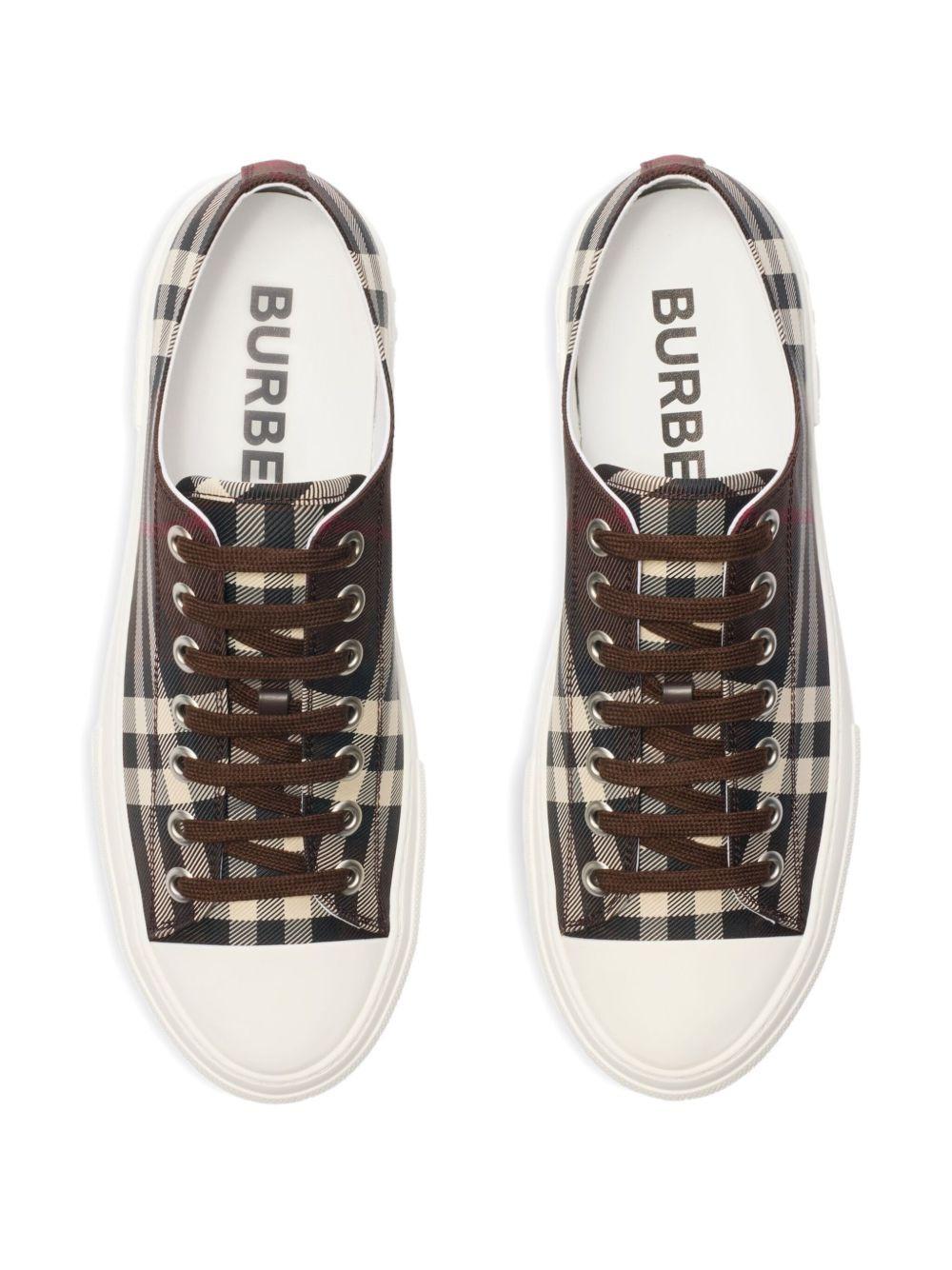 check-pattern lace-up sneakers - 4