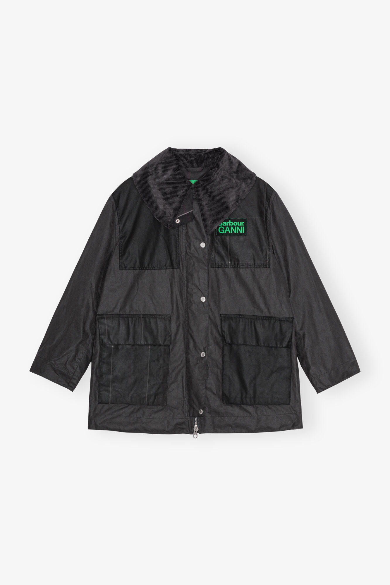 GANNI X BARBOUR WAXED DUFFLE COAT - 1