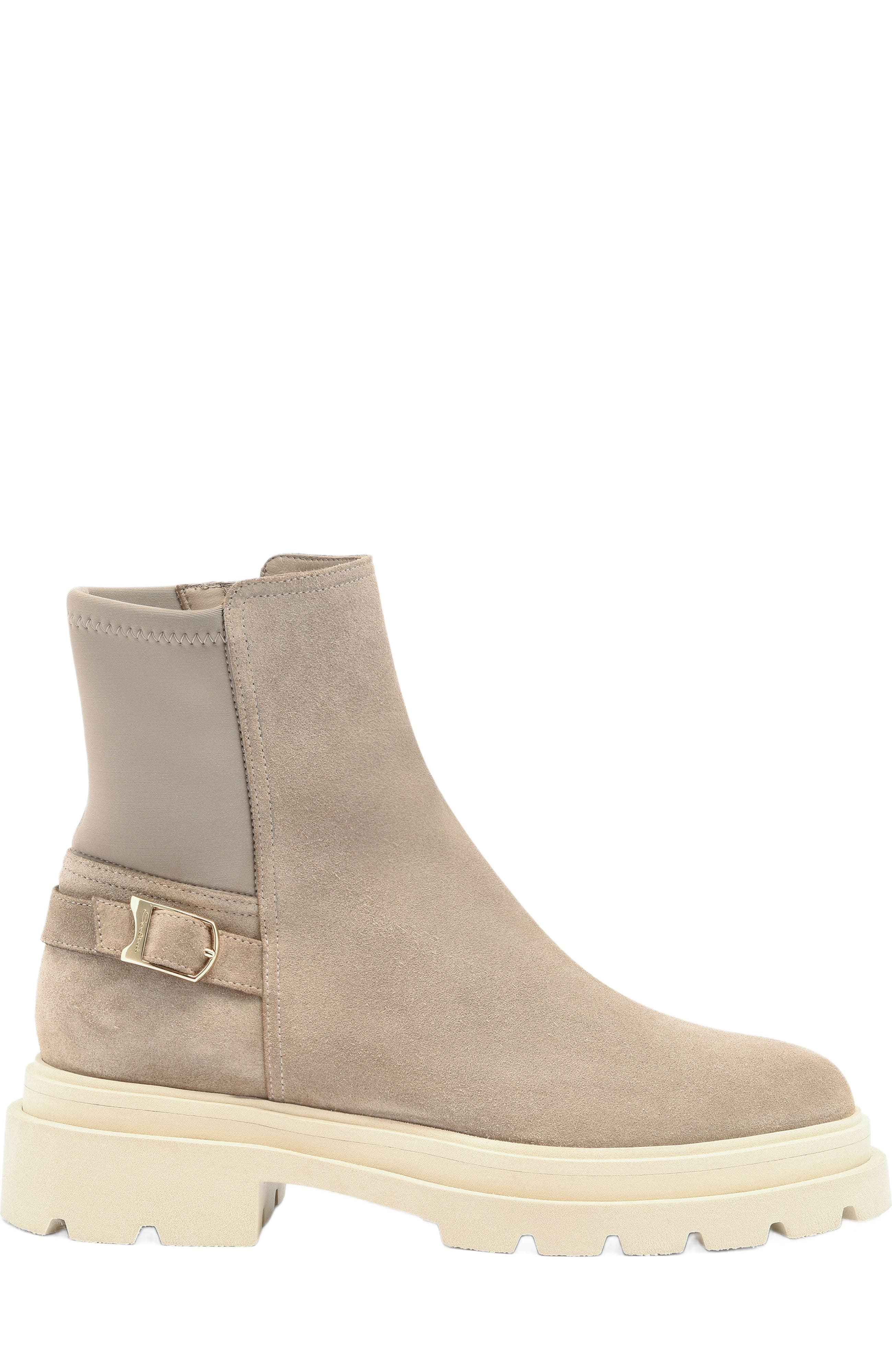 Santoni Women's beige suede ankle boot in Natural at Nordstrom - 6
