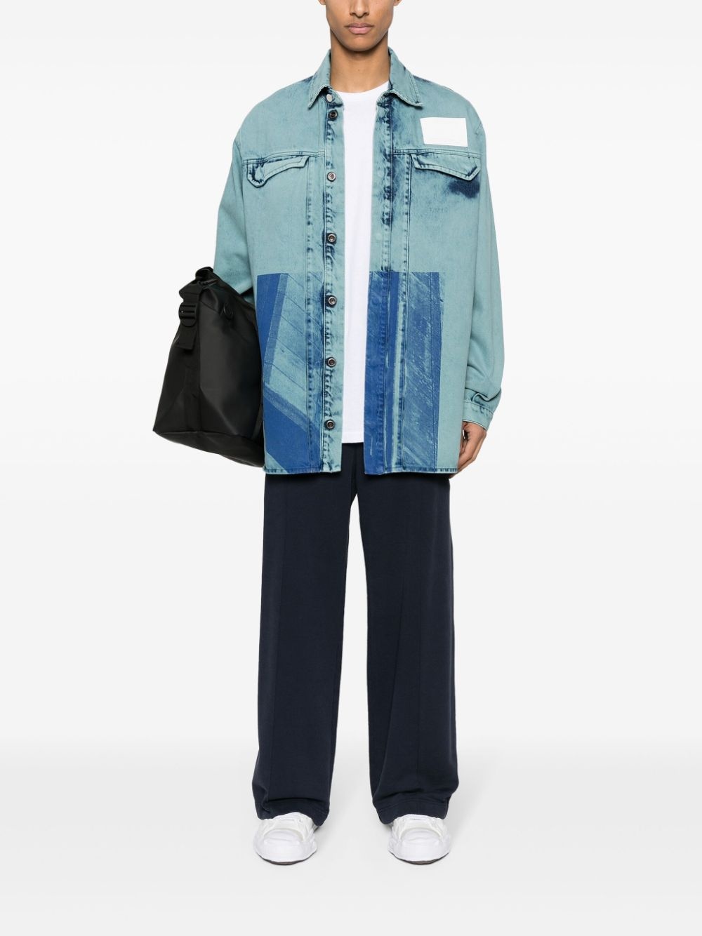 abstract-print denim shirt - 2