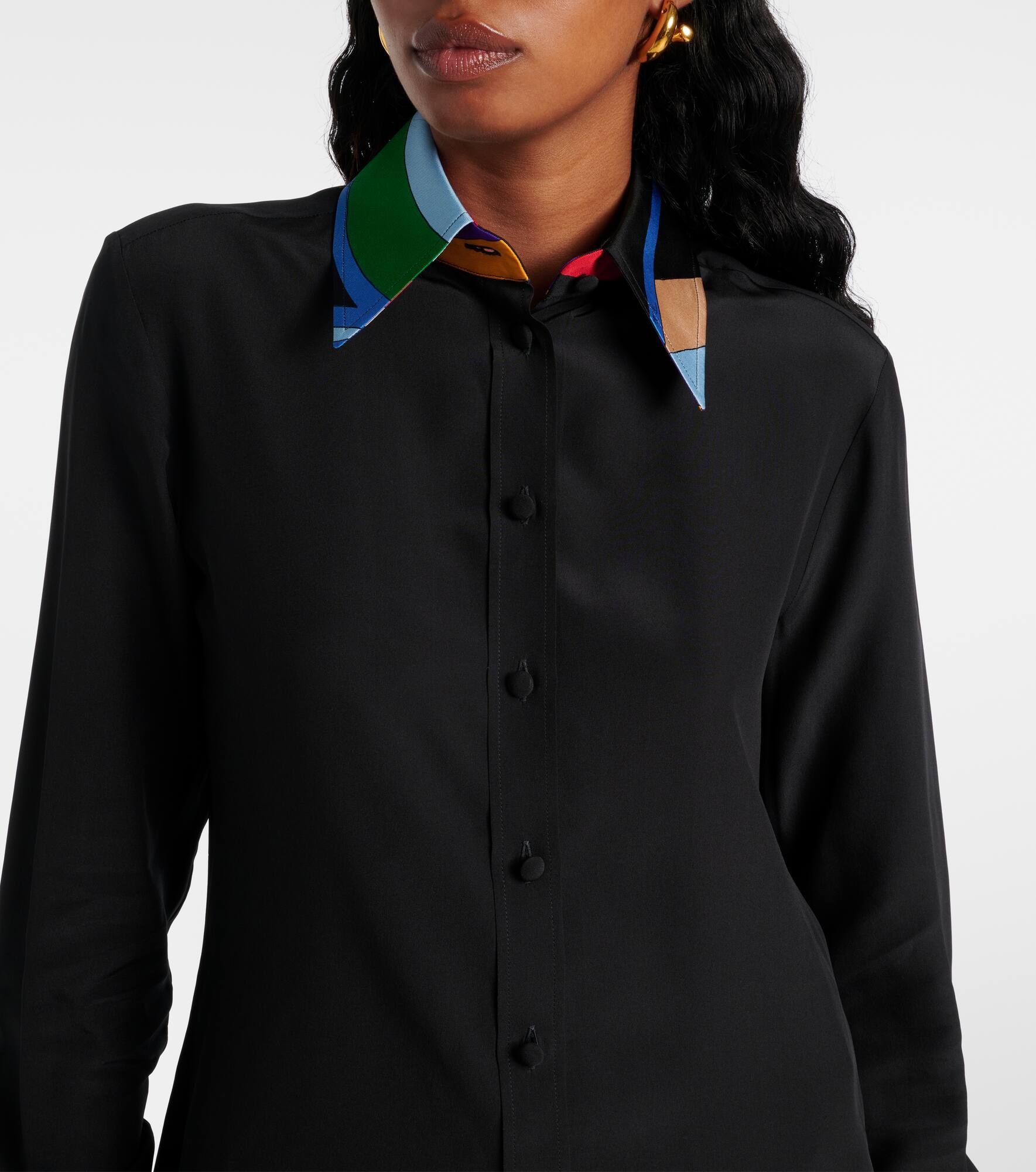Silk crêpe de chine polo shirt - 4