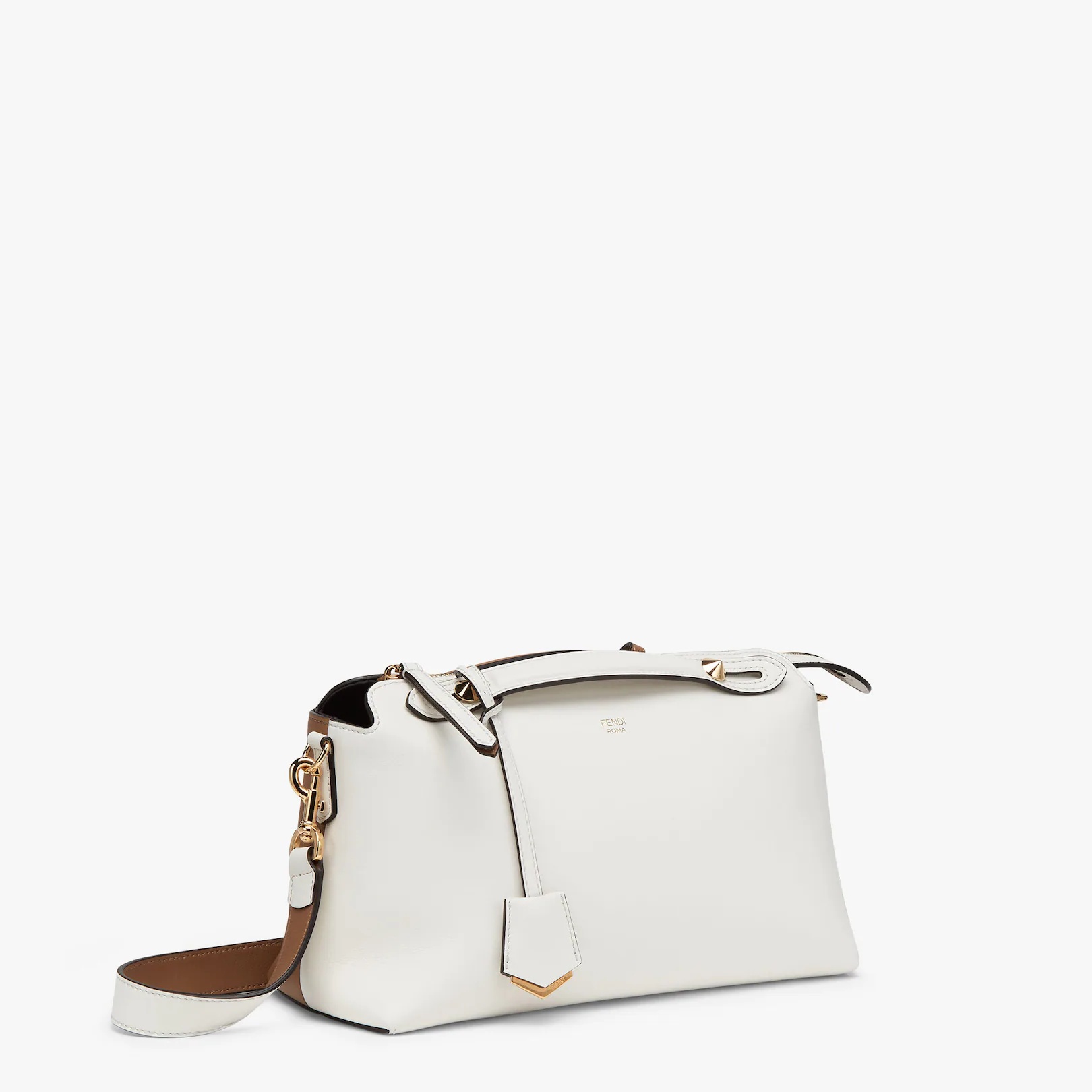 White and beige leather Boston bag - 2