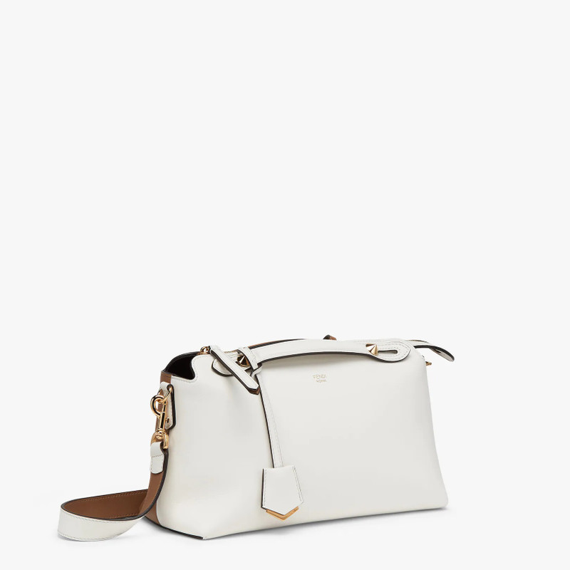 White and beige leather Boston bag 2
