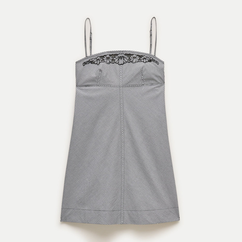 Embroidered mini dress in gingham 1