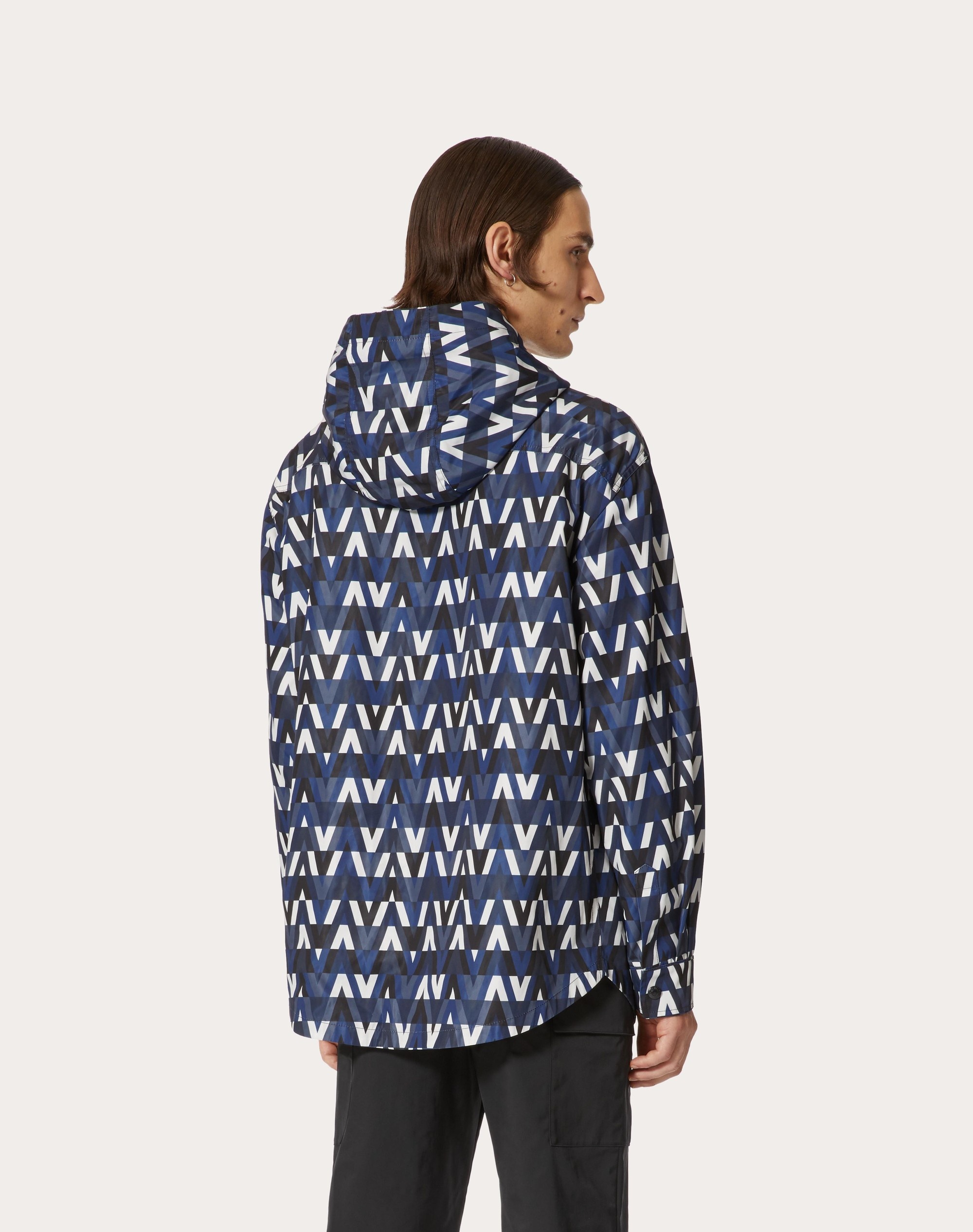 HOODED SHIRT JACKET WITH OPTICAL VALENTINO PRINT - 4
