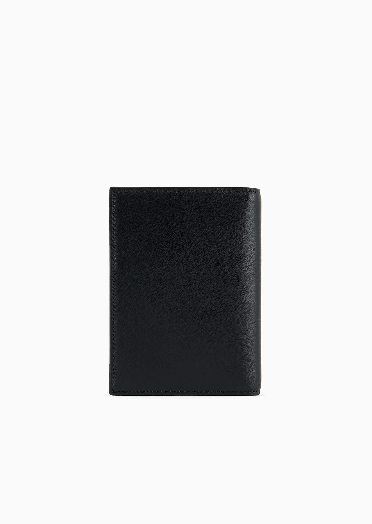 Leather bifold passport holder with embroidered logo - 2