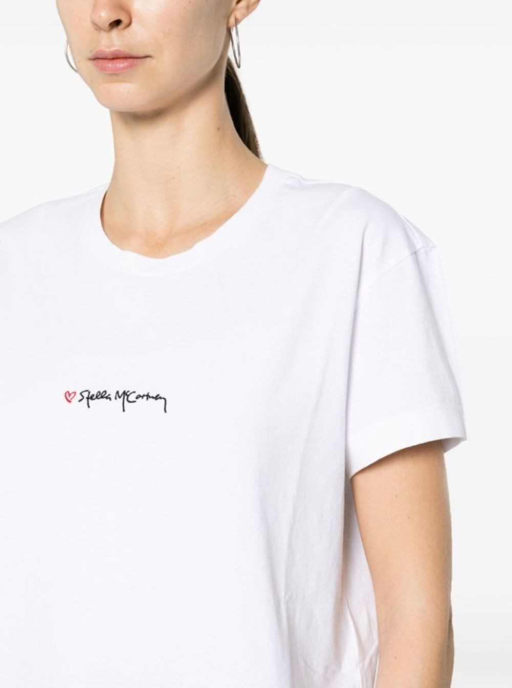 Stella Mccartney Women White Crewneck T-Shirt With Embroidered Logo At The Front In Cotton Woman - 4