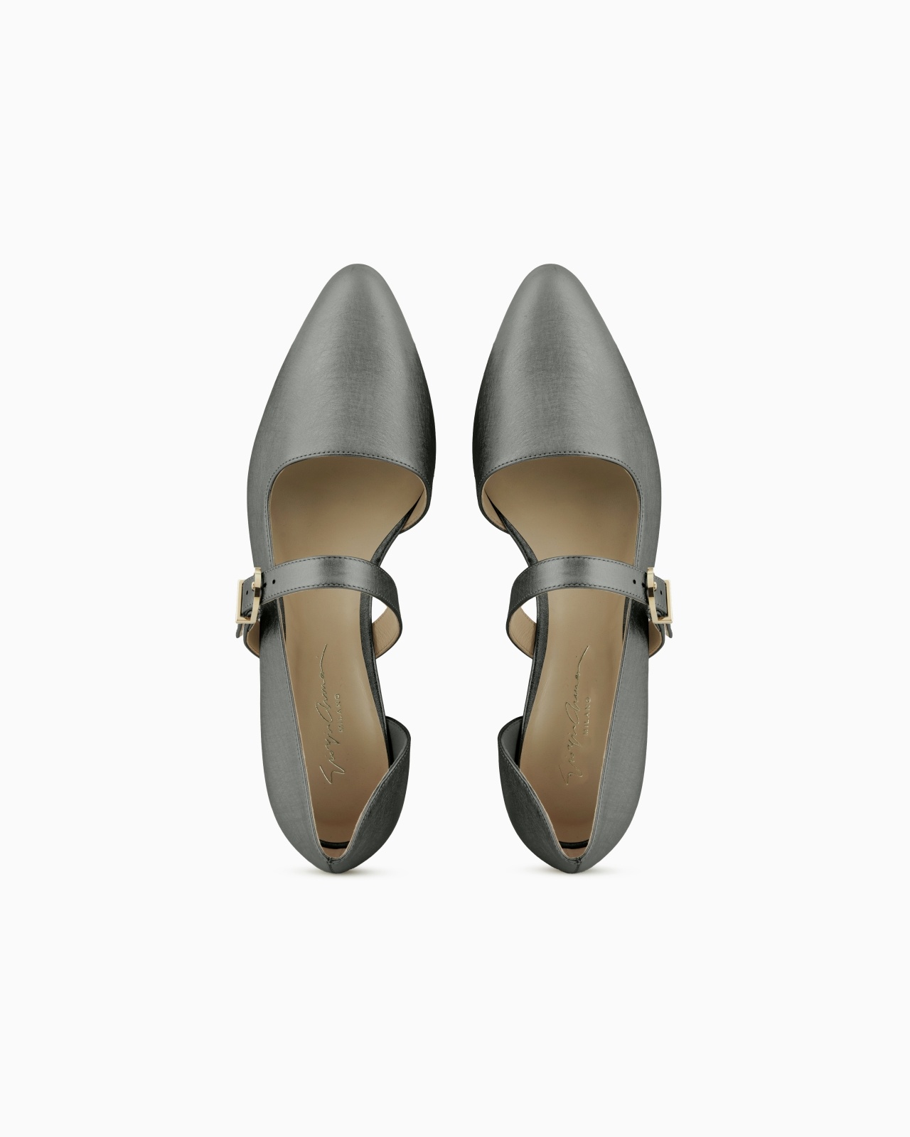 LAMÉ LEATHER BALLERINAS WITH STRAP - 3