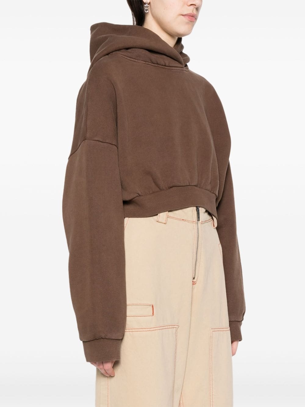 organic-cotton cropped hoodie - 3