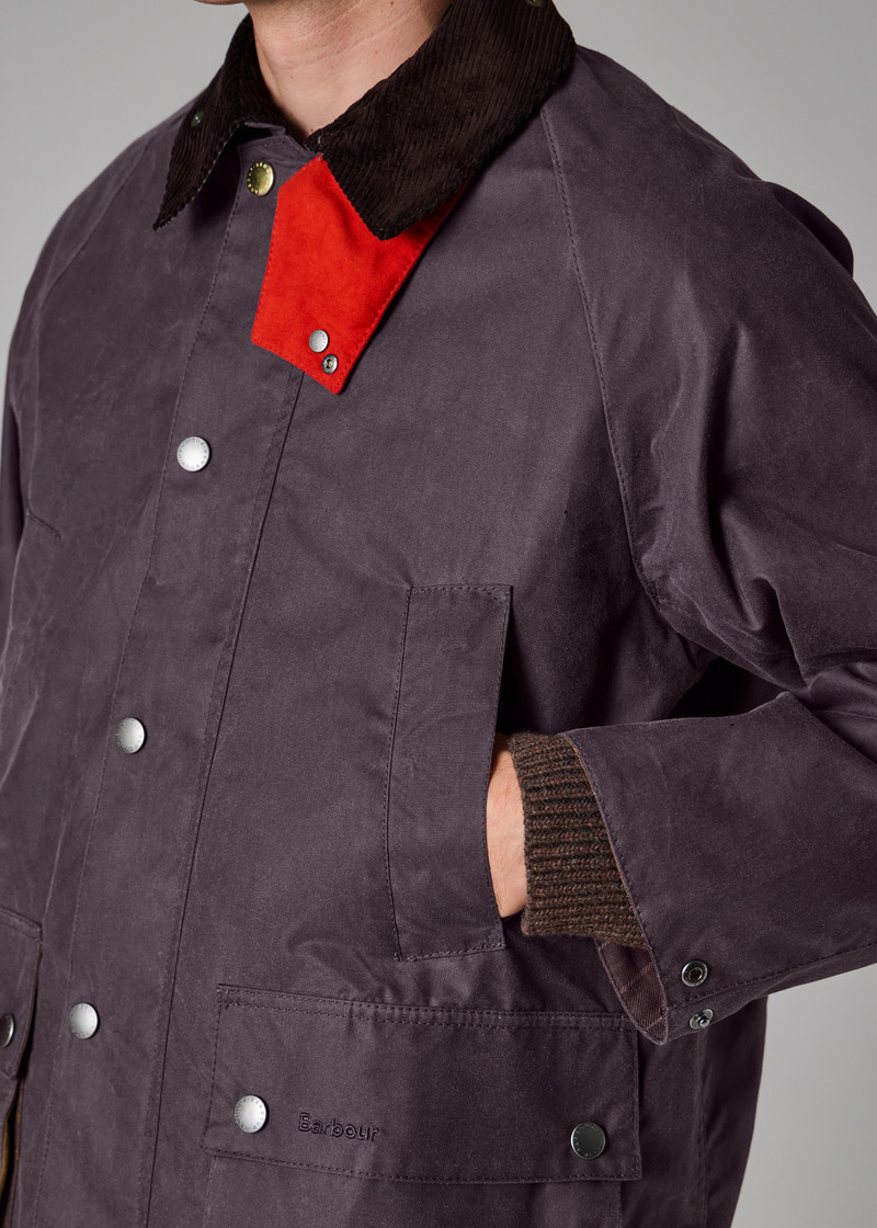 Paul Smith loves Barbour - Grey Lilac Oversized Bedale Wax Jacket 16