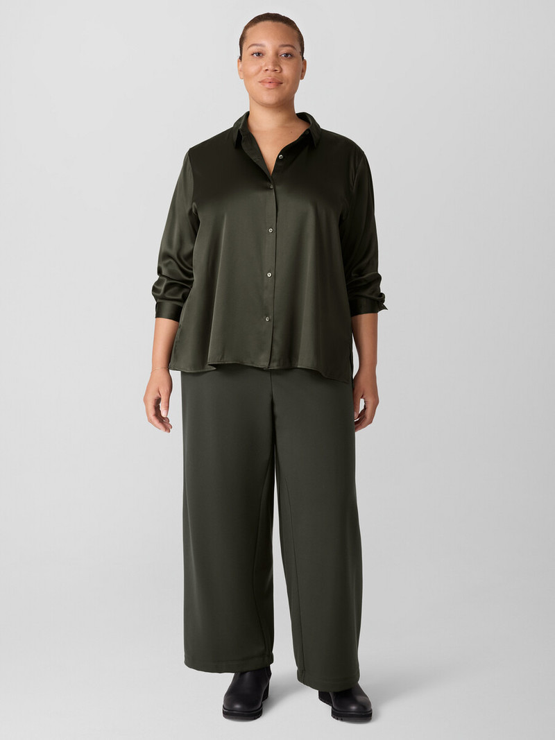 Stretch Silk Charmeuse Classic Collar Shirt 6