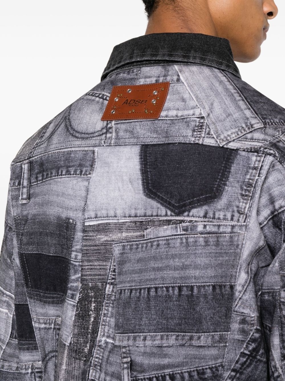 patchwork-design denim jacket - 5
