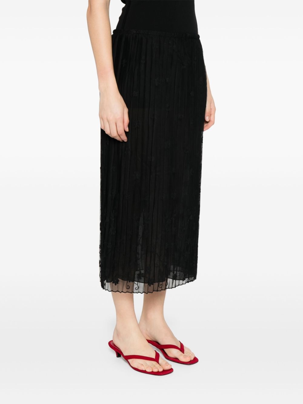 floral-embroidered tulle skirt - 3