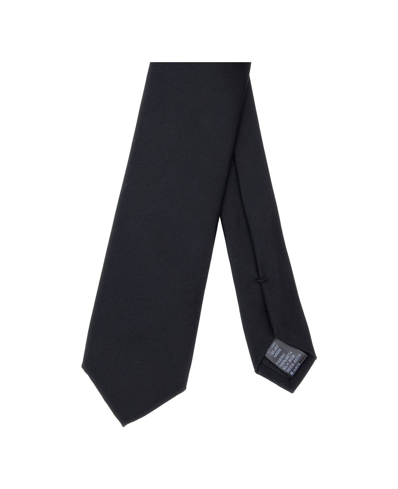 'martini' Black Tie With Pointed Tip In Silk Man - 2