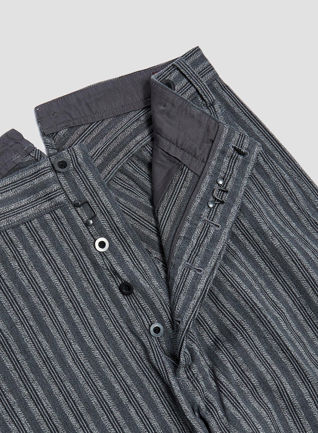 Adjustable Costume Original Cotton Stripe French Trousers Charcoal - 4