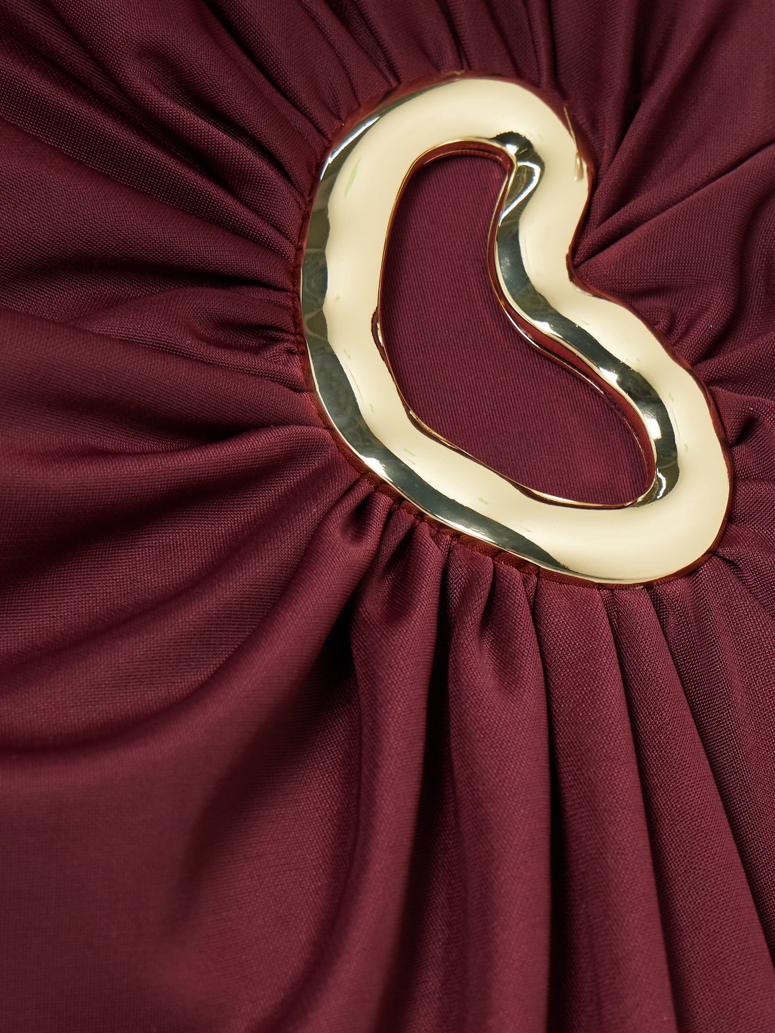 Mischa embellished gathered stretch-jersey gown Burgundy - 4