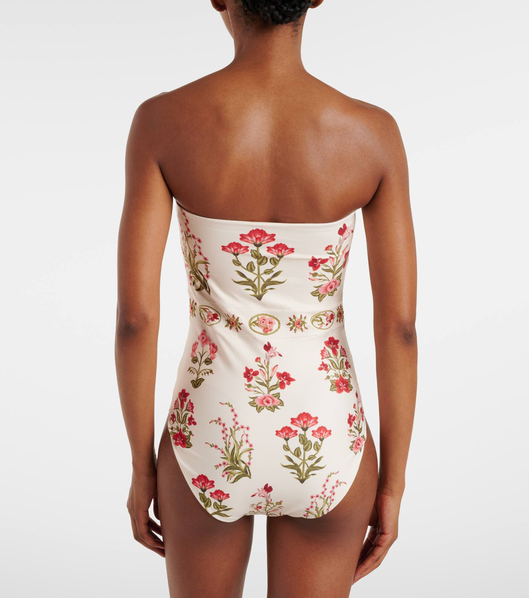 Illusion floral strapless swimsuit - 3