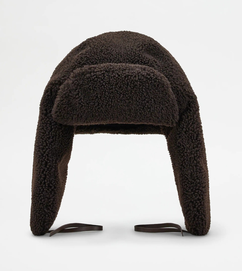 SHEEPSKIN AVIATOR HAT - BROWN 1