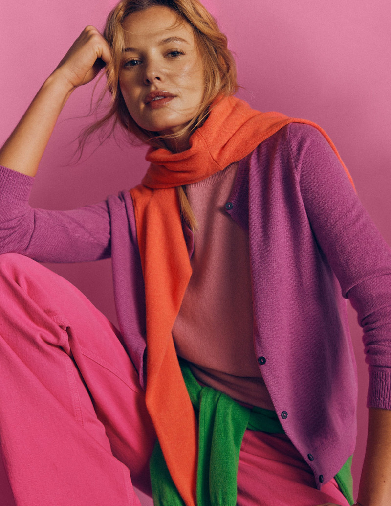 Eva Cashmere Crew Cardigan-Clover Purple 6
