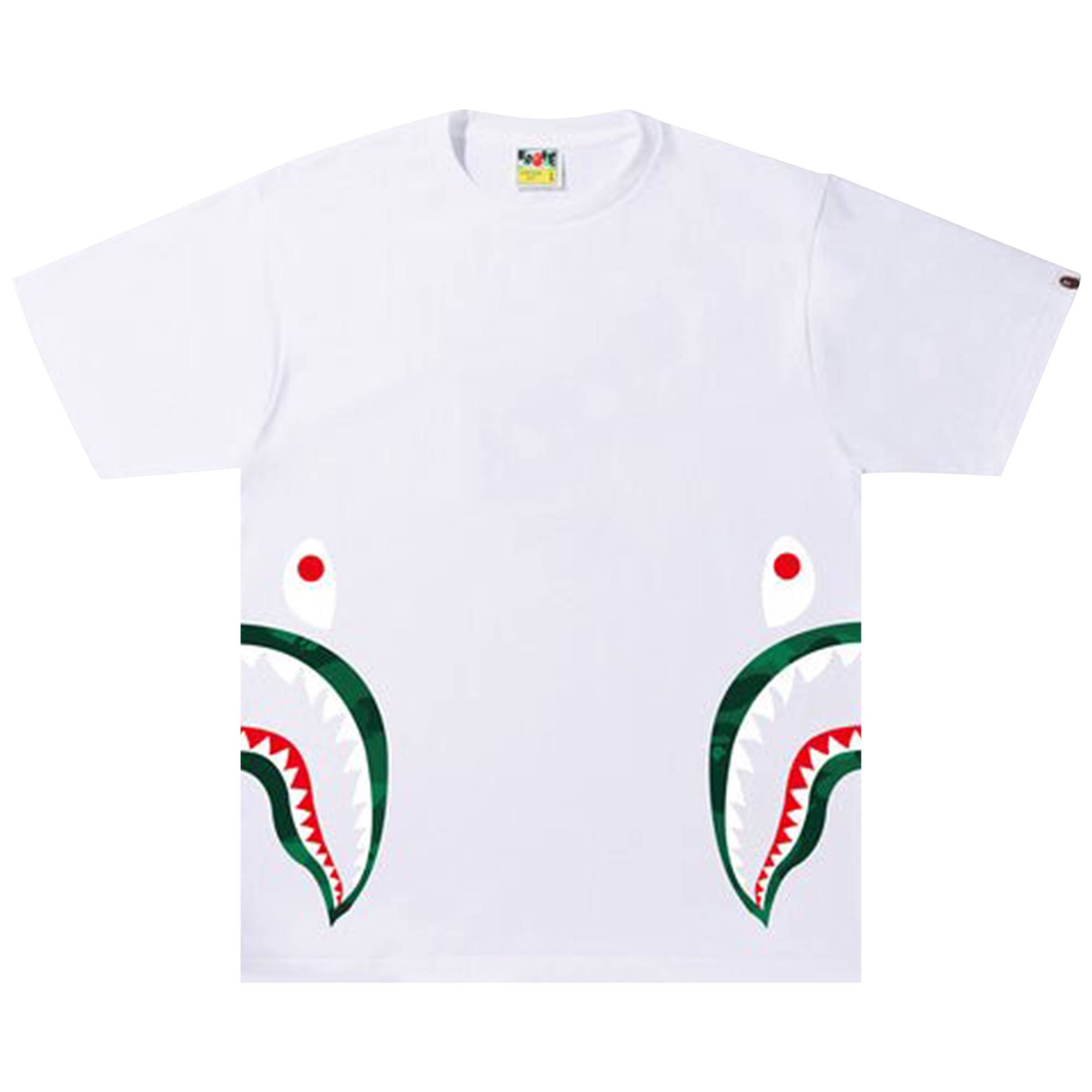 BAPE Color Camo Side Shark Tee 'White/Green' - 1