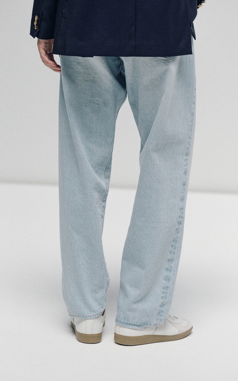 KAPTAIN SUNSHINE 5P ZIPPER FRONT DENIM PANTS INDIGO ICE WASH